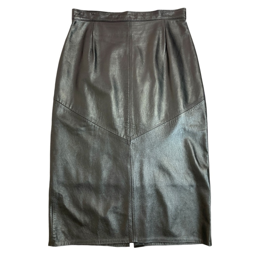 Vintage Firenze Santa Barbara Leather Midi Skirt